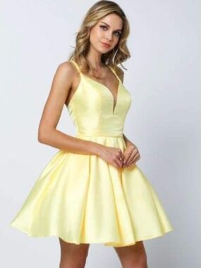 Juliet Yellow Fit & Flare Dress - Size L
